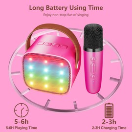 BONAOK Microphone Karaoke Toy 2 Microphones, Bluetooth Karaoke Machines for Children Adults, Portable Karaoke Player, Microphone for Charging, Children's Electronic Toy (Black)