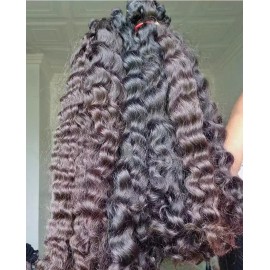 Unprocessed 100% Cuticle Aligned Raw Hair Bundles Burmese Curly Human Hair Vendors Weave Raw Burmese Hair Bundlescolor: natural wave, Stretched Length: 16 Inches