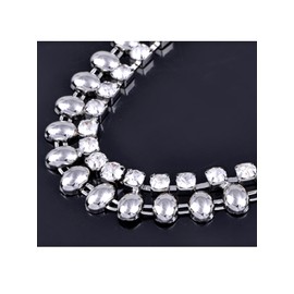 Anna-Kaci Women's Silvery Tone Clear Rhinestones Beads Multi Strand Belt Waist Chain