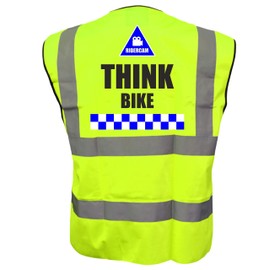 RIDERCAM THINK BIKE Hi Viz Vis Vest Cycle Bike Reflective Waistcoat Jacket Safety Road Safety Visibility 5XL