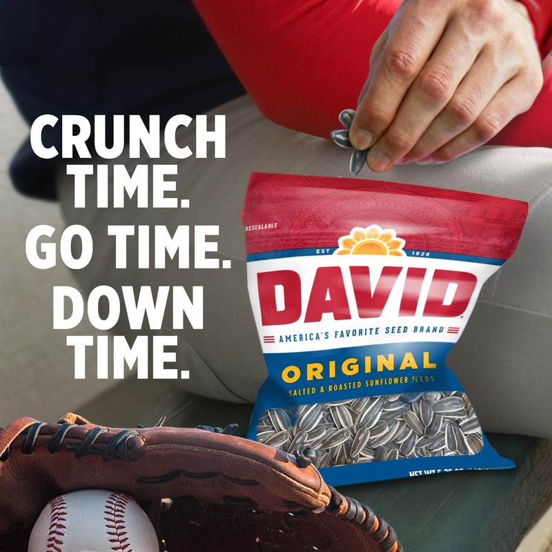 DAVID Roasted and Salted Sunflower Seeds, Original Flavor, 5.25oz. (Pack