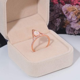 CiNily Opal Ring for Women 14K Rose Gold Plated White Opal Cubic Zirconia Geometric Triangle Rings Opal Jewelry Gifts (6)