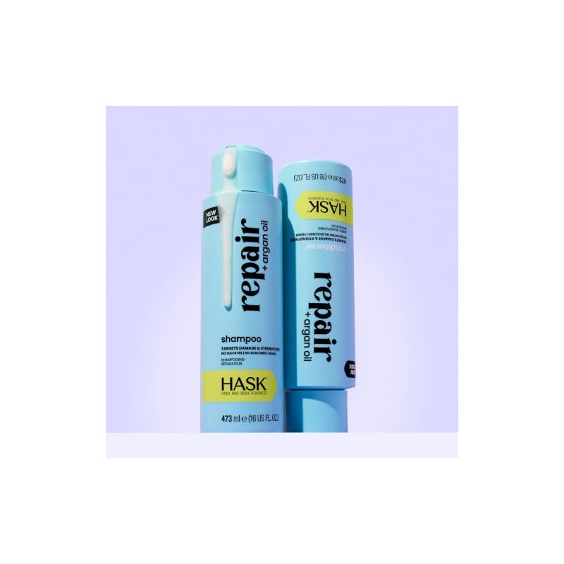 HASK, Repair + Argan Oil, Shampoo Reparador para Cabello Dañado,