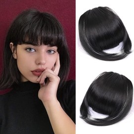 BEIERMU Bangs Hair Clip - French Bangs, Hair Extensions & Air Bangs for Women (Black)