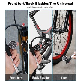 Zaxiva High Pressure Damper Pump (Max 300 PSI), Mini Damper Pump with Pressure Gauge and Bleed Button, 2-in-1 Bicycle Fork Pump/Rear Suspension Pump and Bicycle Tyre Pump for MTB, Road Bike