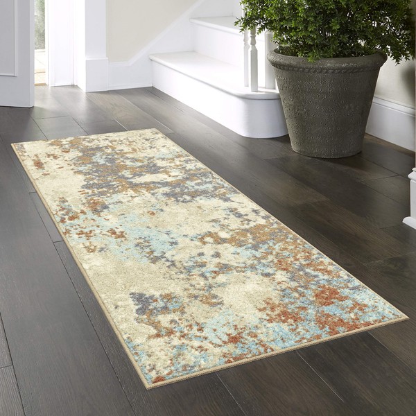 Maples Rugs Southwestern Stone Distressed Abstract Non Slip Runner Rug For Hallway Entry Way Floor Carpet [Made in USA], 2 x 6, Multi