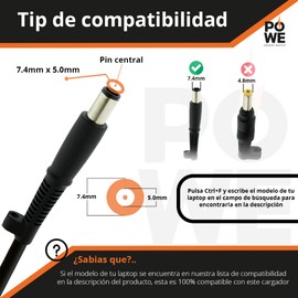 PO WE - Adaptador Cargador Compatible para HP 463958-001 519329-003 ed494aa 463552-002 N18152 391172-001 vf685aa 463552-004 608425-001 ppp009h 384019-002 463552-001