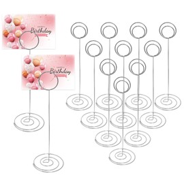 Srvnpioy 12Pcs Table Number Holders for Weddings, Silver, 220mm Place Cards Holder for Tables, Photo Picture Name Card Holders, Table Number Stands for Party Reception Office Restaurant Table Setting