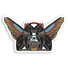 2 x 10cm Ancient Egyptian Black Cats Vinyl Stickers - Egypt Cat Sticker #20703 (10cm Wide)