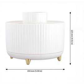 CHUENKUK 3 Pieces Rotating Make Up Organiser, Plastic Cosmetic Organiser Rotatable 360 Degrees, 5 Compartments Dressing Table Organiser for Make-Up, Tool, Bathroom, Office, White, Pink, Blue