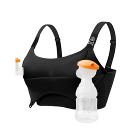 Pumping Bra Hands Free Comfort PatentedClasps Pumping and Nursing Bra in One Seamless Breast Pump Bra All Day Wear Black XL