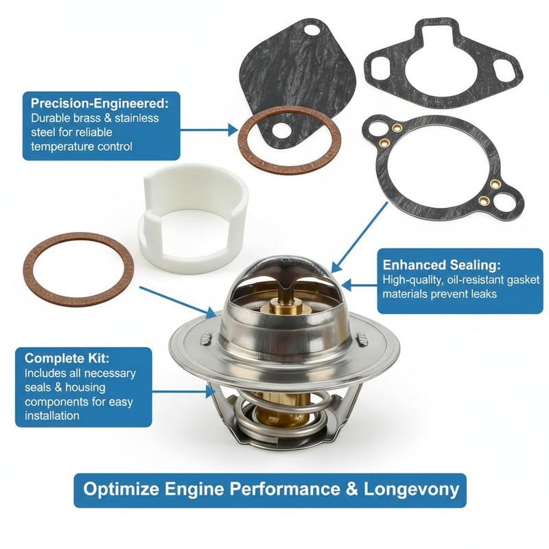 Qonsy 807252Q5 Thermostat Kit for MerCruiser V6 V8 4.3L 5.0L