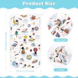 decalsweet Baby Burp Cloths Muslin Washcloths 6 Pack Muslin Burp Cloths 100% Cotton Large 20''x12'' Soft 6 Layers Baby Burp Rags for Boys Girls Baby Essentials for Newborn Gift Machine Washable