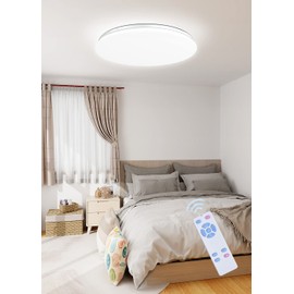C-J-W LED Ceiling Light, 6 Tatami, Thin, Remote Control, Stepless Continuous Dimming, Daylight Color, 24W, 2,800 LM, Bean Ball Night Light Mode, Memory Function, 30/60 Minutes Sleep Timer, Energy Saving, Ceiling Light Fixture, Japanese-style Room, Wester
