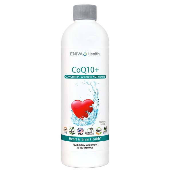 Eniva Health Liquid CoQ10 100mg (16oz) Plus L-Carnitine, Vitamin C, Lecithin Gluten Free. Zero Sugar. Keto Friendly
