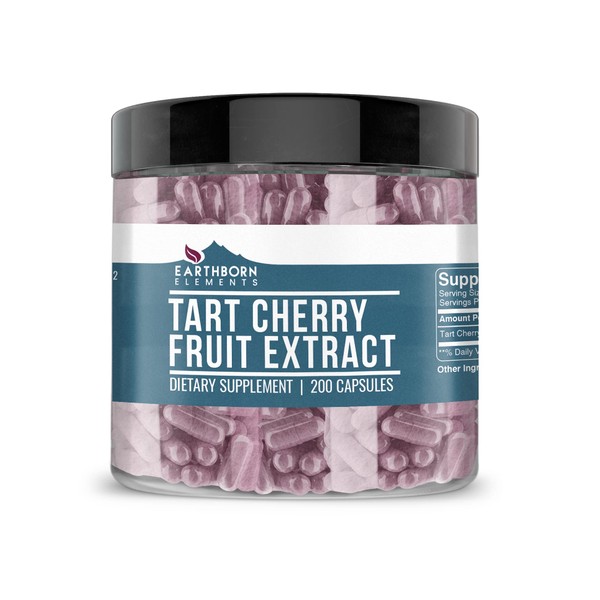 Earthborn Elements Tart Cherry Extract 200 Capsules, Pure & Undiluted, No Additives