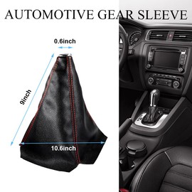 Yourkar Car Shift Knob Dust Cover, Auto Gear Shift Knob Boot, Dust-Proof Shifter Sleeve Replacement Suitable for Most Manual or Automatic Cars, Universal Interior Car Accessories (Leather, Red)