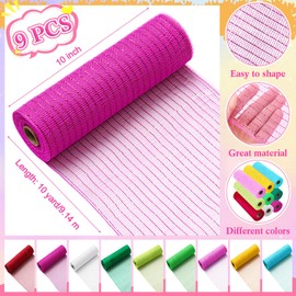 Yuefunny 15 Rolls St. Patrick's Ribbon 9 Rolls Deco Mesh Ribbon 6 Rolls Wired Edge Ribbon Easter Eggs Wreath Shamrock Bunny Ribbons for Spring Wedding Decor DIY Crafts Bow Making(Pastel)