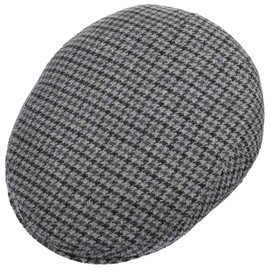Lipodo Inglese Classic Herringbone Flat Cap with Lining for Women/Men/Children - Made in Italy - Lined Peaked Cap - Wool Cap Autumn/Winter - Flat Cap in Checked Pattern - Winter Cap, grey/black