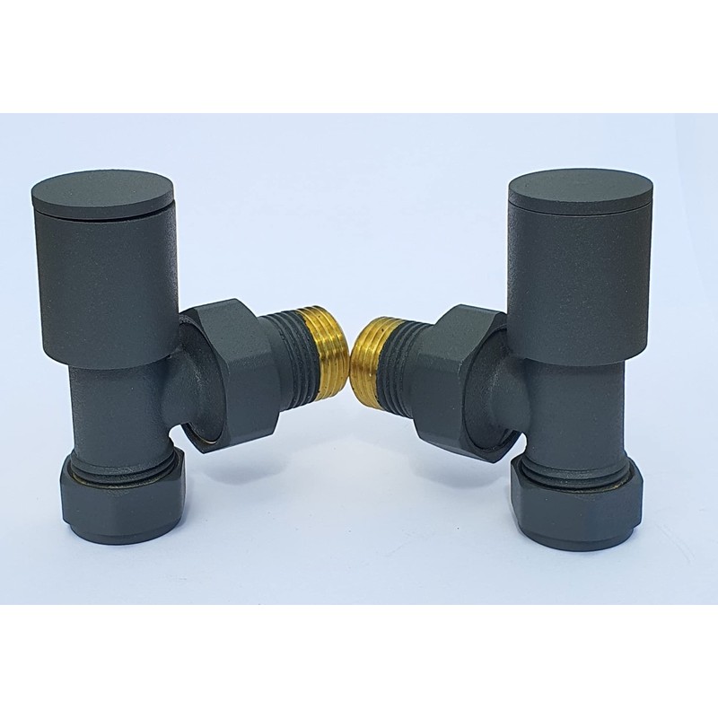 Manissa Anthracite Angled Towel Rail/Radiator valves Valves 1/2" /15mm