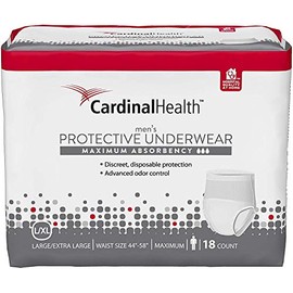 55UWMLXL18PK - Cardinal Maximum Absorbency Protective Underwear for Men, Large/Extra Large, 45-58, 130-230 lbs Replaces ZRPUM18