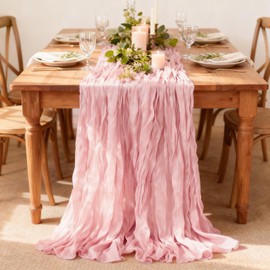 Alyvisun 1Pack Runner Tavolo Rosa, 90x300cm Runner Tavolo in Poliestere 100% Lavabili per Matrimoni, Baby Shower, Cene, Feste, Decorazioni per Tavoli e Sedie Boho, per Casa e Esterni