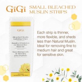GiGi Bleached Muslin Wax Strips for Waxing – 100 Count Epilating Wax Strips for Hair Removal, Ideal for Facial and Body Waxing, Spa Use