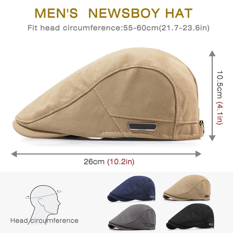 Taidor Newsboy Hats for Men Flat Cap Adjustable Irish Cabbie