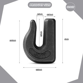 XHMAXE 6Pack 3/8''Weld On Hook,Tractor Chain Hooks,G70 Weld On Grab Hooks, Heavy Duty Weldable Chain Hooks 3/8 for Chain Pulling and Lifting, Trailer Truck, Rigging, Tractor-6600 LBS Capacity