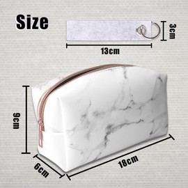 1 White Marble Pen Case, 1 Light Grey Felt Keychain, Pencil Case, Pencil Case, Waterproof Pen Case, Fashion Stationery, Women's Cosmetic Bag, Cosmetic Brush Storage Bag, White, Cosmetic bag