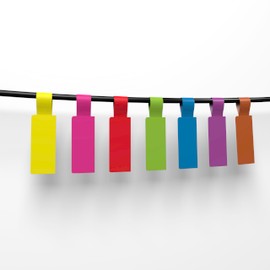 Kenco Cable Labels - 240 Labels 12 Sheets, 10 Colors Waterproof Cord Labels - Write on Stickers Tear and Liquid Resistant for Color Coding and Identification -Made in The USA (240 Labels)