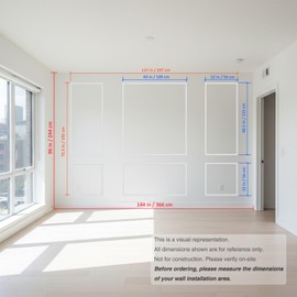 Peel and Stick Wall Molding Kit – Pre-Cut Wainscoting Panels, Set of 3 (3 Top & 3 Bottom), Easy Assembly for Interior Wall Décor, Living Room Bedroom Accent Walls (22x48.5in & 43x48.5in)