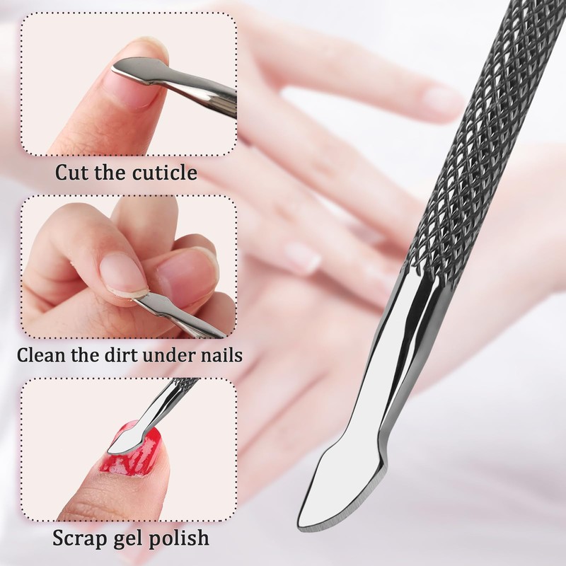 Professional Cuticle Remover Tool, Metal Cuticle Pusher and Scraper, Dual-Sided