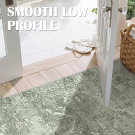 EISUROM Hallway 3x10 Runner Rug - Vintage Non-Slip Long Rug for Entryway Low-Pile Washable Medallion Runner Rugs for Hallway Waterproof Traditional Runner Rug Indoor Thin Rug for Kitchen (Green)