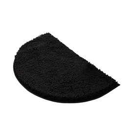 YOUFINE Semicircle Absorbent Bathroom Rug Thickened Soft Chenille Non-Slip Floor Mat Machine Washable Mat Dries Quickly Shaggy Foot Pad for Bedroom Living Room (Black, 15.7-23.6in)