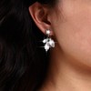 TseenYi Crystal Cluster Bridal Earrings Silver CZ Leaf Dangle Earrings