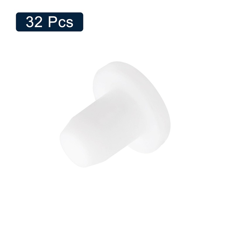QUARKZMAN Pack of 32 White Rubber Stoppers, 5.3 mm Plug
