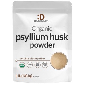 DEAL SUPPLEMENT Organic Psyllium Husk Powder, 3lbs (48oz) – Unflavored Plant Based Soluble Dietary Fiber – Gut & Digestion Health – Great for Baking & Cooking – Keto Friendly, Gluten Free, Non-GMO