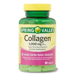 Colágeno Spring Valley de 1000 mg - Colágeno 90 tabletas de sabor sin sabor