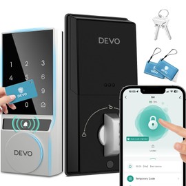 Devo G4 Smart Lock,Keyless Entry Door Lock,Bluetooth Smart Deadbolt, App Remote Control,Digital Touchsreen Keypad Lock, IP54 Waterproof Front & Back Electronic Dook Lock,Auto Locks(Silver)