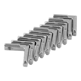 10pcs T Slot Aluminum Profile Carbon Steel L-Shape Brackets 90 Degree Interior Corner Connector Silver Tone (EU 2020)
