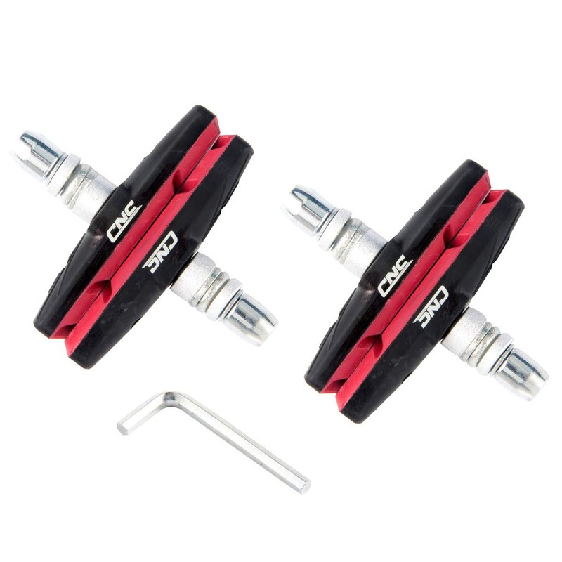 CNC Bike V Brake pads，2 Pairs Bicycle Brake pads，Black Red