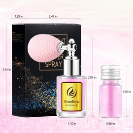 Oranllow Holographic Body Glitter Spray - Shimmering Hair, Face & Body Sparkle for Festivals, Clothes, Nail Art Crafts Design & Special Events Makeup (Light Pink)