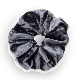 SXQLYH Hair Scrunchie Velvet Velvet Elastics Lace, Large Hair Scrunchie, Thick Soft Comfortable Velvet Hair Scrunchies, Ponytail Holder, Winter Hair, Bobble for Women, Thick Long Hair (Grey)