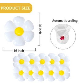 ALFROTEY 10Pcs Daisy Balloons White Flower Yellow Stamen Photography Props Balloons for Birthday Wedding Party Decoration (16 * 20 in)
