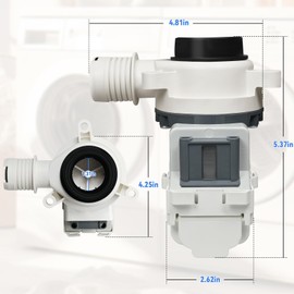 W11399437 W11259498 Washer Drain Pump 120V 60Hz Compatible with Whirlpool Maytag Kenmore WTW5010LW0 WTW5105HW1 WTW5057LW0 WTW5100HW2 Replace 4961028 AP6974144 PS12731241 EAP12731241