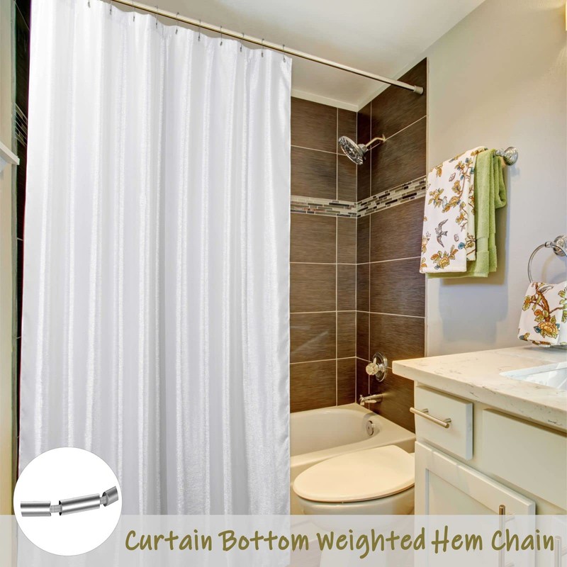 Popkozzi Silver White Glitter Shower Curtain: Sparkle Bling Shiny Washable