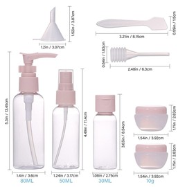 chongning Travel Bottles for Toiletries, 8 PCS Transparent Travel Bottles with Labels，Refillable Travel Containers for Cosmetic Shampoo Lotion Makeup Shower Hand Soap (Pink)