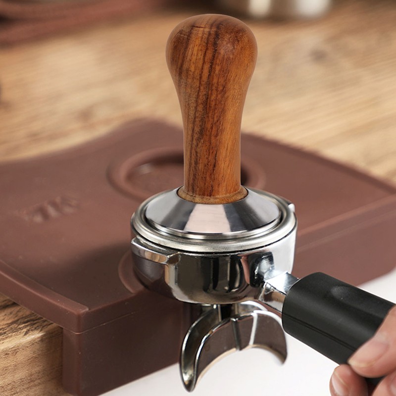 Kitchen Wooden Handle Stainless Steel Base Coffee Powder Press Hammer