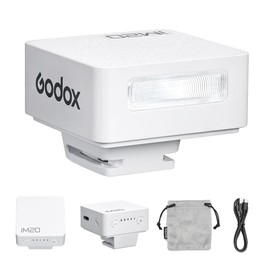 Godox IM20 Mini Camera Flash,3s Recycle Time,440 Full Power Flash Time Built in Lithium Battery for Fuji,for Canon,for Nikon,for Sony, for Olympus Camera (White)